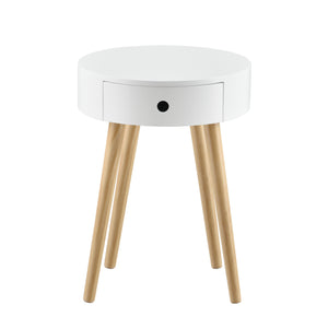 Nachttisch Aurich 50x38x38 cm mit Schublade Retrodesign Weiß en.casa