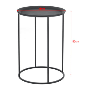 Beistelltisch Anaklia 3er Set Rund Metall Schwarz en.casa