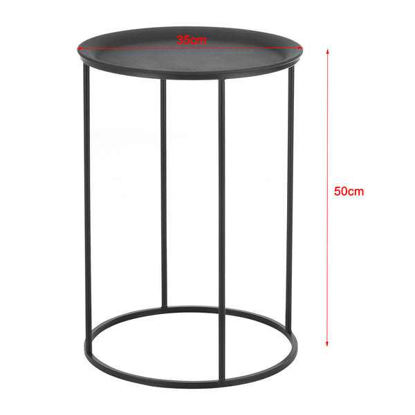 Beistelltisch Anaklia 3er Set Rund Metall Schwarz en.casa