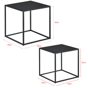Beistelltisch Morsum 2er Set Industriedesign Schwarz [en.casa]