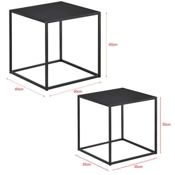 Beistelltisch Morsum 2er Set Industriedesign Schwarz [en.casa]