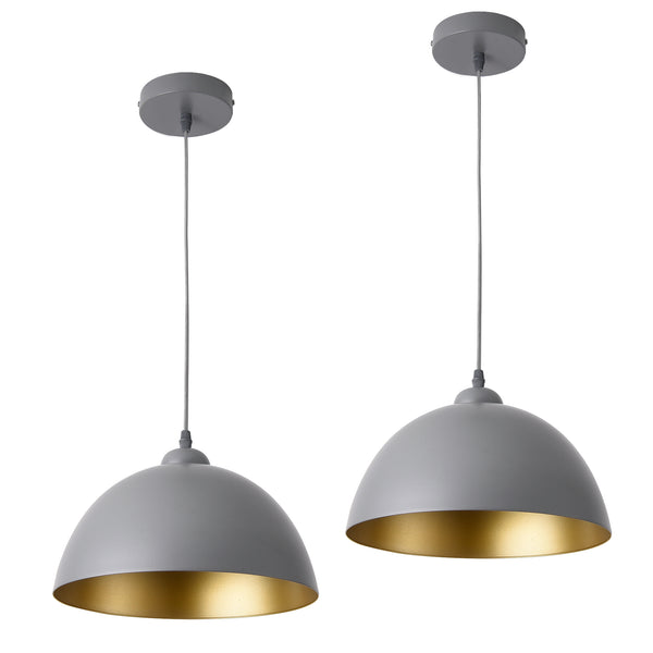2er-Set Hängeleuchte Toulon Metall Grau-Gold lux.pro