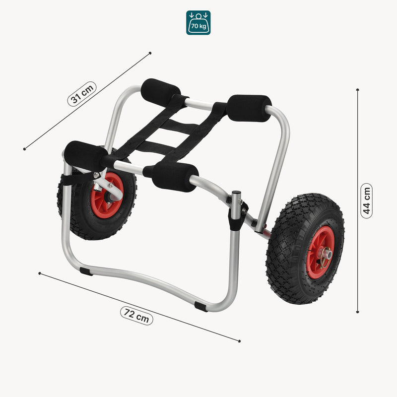 Maßskizze Kajakwagen Drau 72x31x44cm Zusammenklappbar [in.tec]