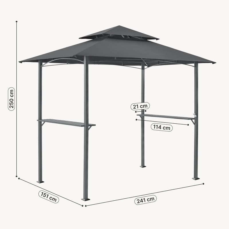 Maßskizze Grillpavillon Parga 250x241x151 cm Dunkelgrau [en.casa]