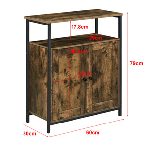 Beistelltisch Aremark 79x60x30cm mit Schrankfächer Dunkler Holzton [en.casa]