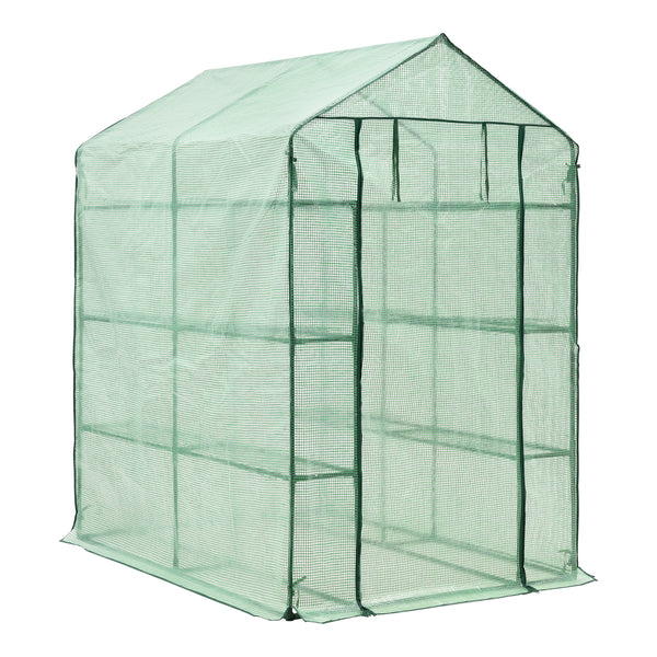 Gewächshaus Vale mit Ablagen 120x170x194cm Grün [en.casa]