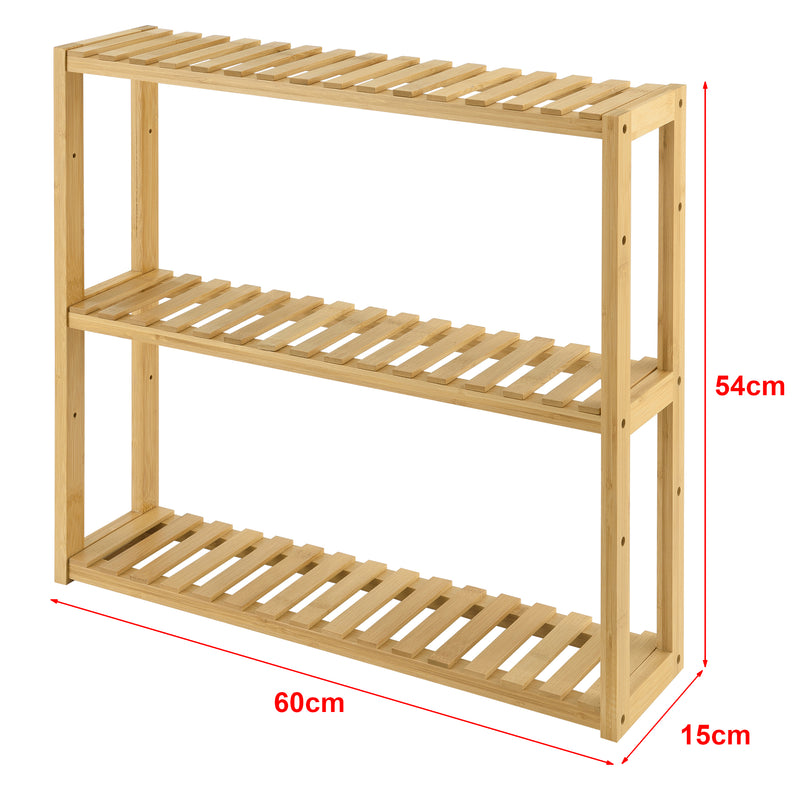 Maßskizze Bambusregal Örnsköldsvik 60x15x54cm Natur Holz [en.casa]