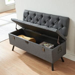 Sitztruhe Malmöhus 110x48x75cm Dunkelgrau [en.casa]