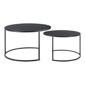 Couchtischset Korenica 2er-Set max. 20-20 kg Rund Schwarz [en.casa]