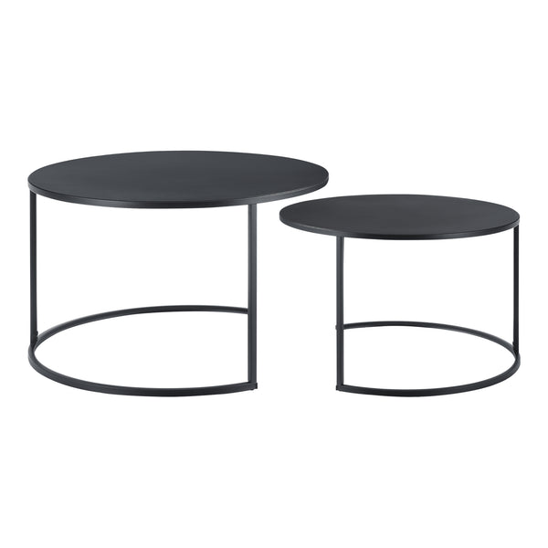 Couchtischset Korenica 2er-Set max. 20-20 kg Rund Schwarz [en.casa]
