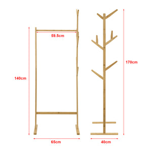 Bambus Garderobenständer Nordreisa 65x40x170cm [en.casa]