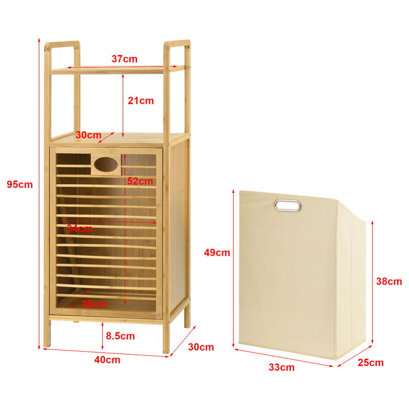 Maßskizze Bambus Wäscheregal Rendalen 40x30x95 cm [en.casa]