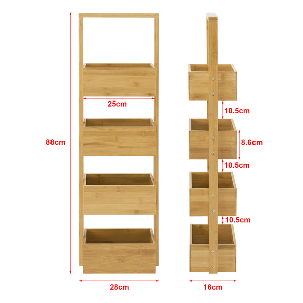 Badregal Bardu mit 4 Ablagefächer 28x16x88cm Bambus [en.casa]
