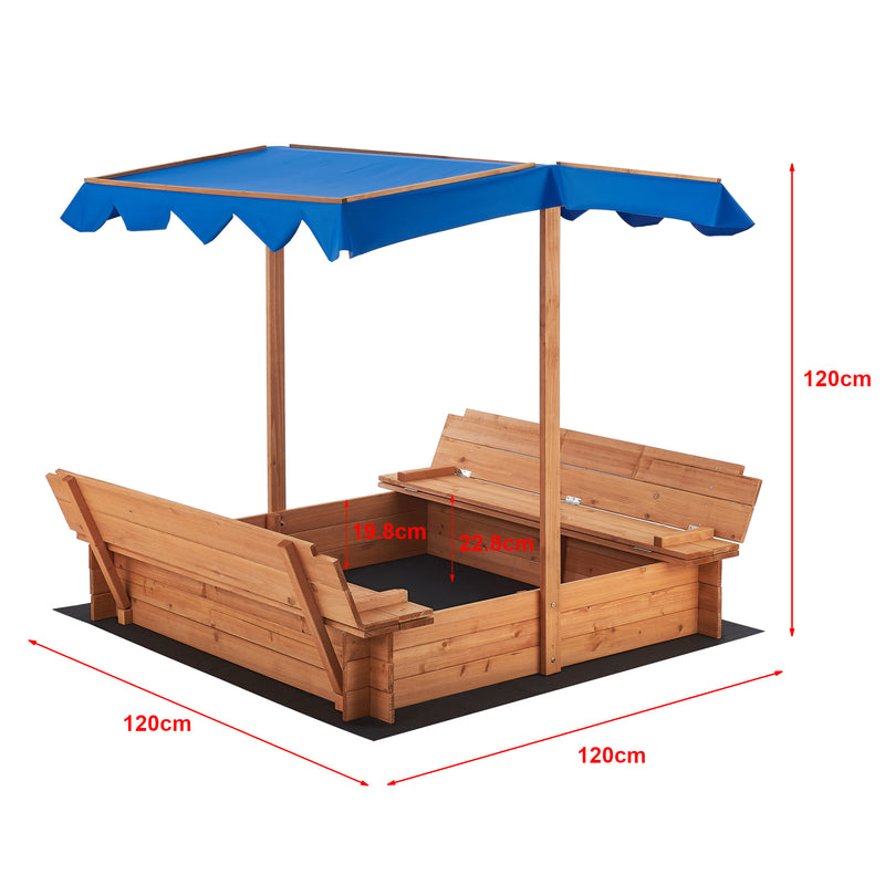 Maßskizze Sandkasten Kellenhusen mit Dach 120x120x120cm [en.casa]
