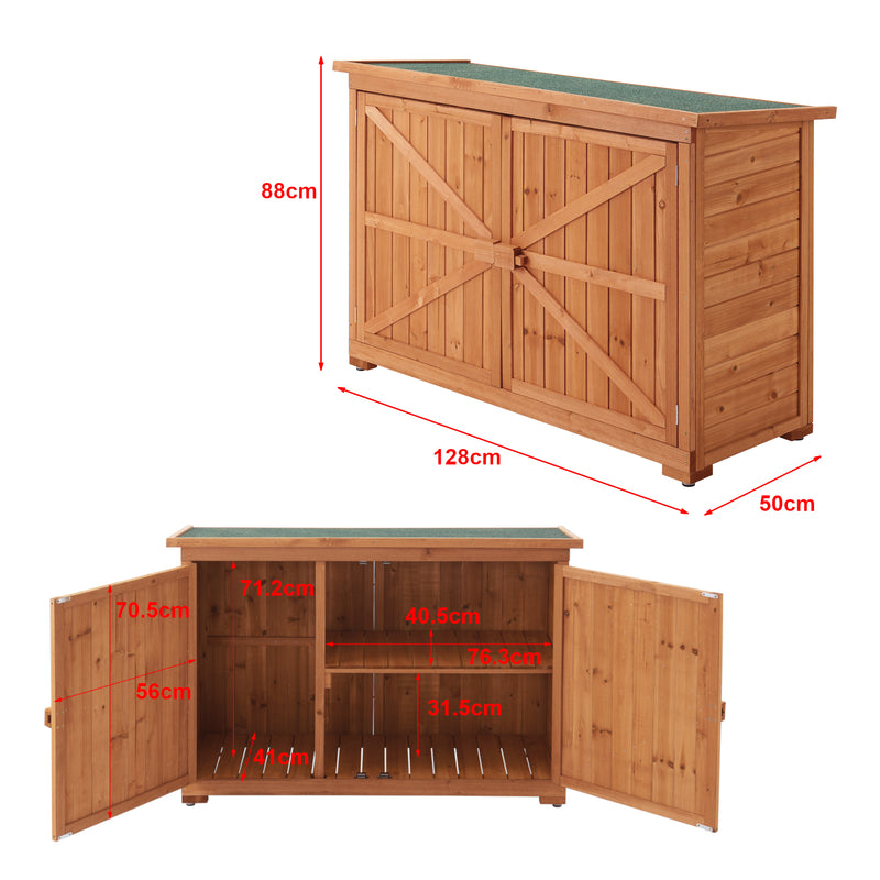Maßskizze Geräteschrank Kerteminde Kaminholzlager Brennholzregal 88 x 128 x 50 cm [en.casa]