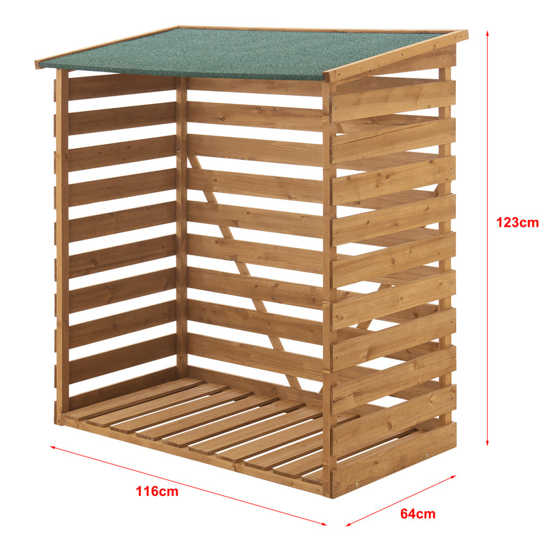 Maßskizze Brennholzunterstand 123x116x64cm Natur Tannenholz [en.casa]