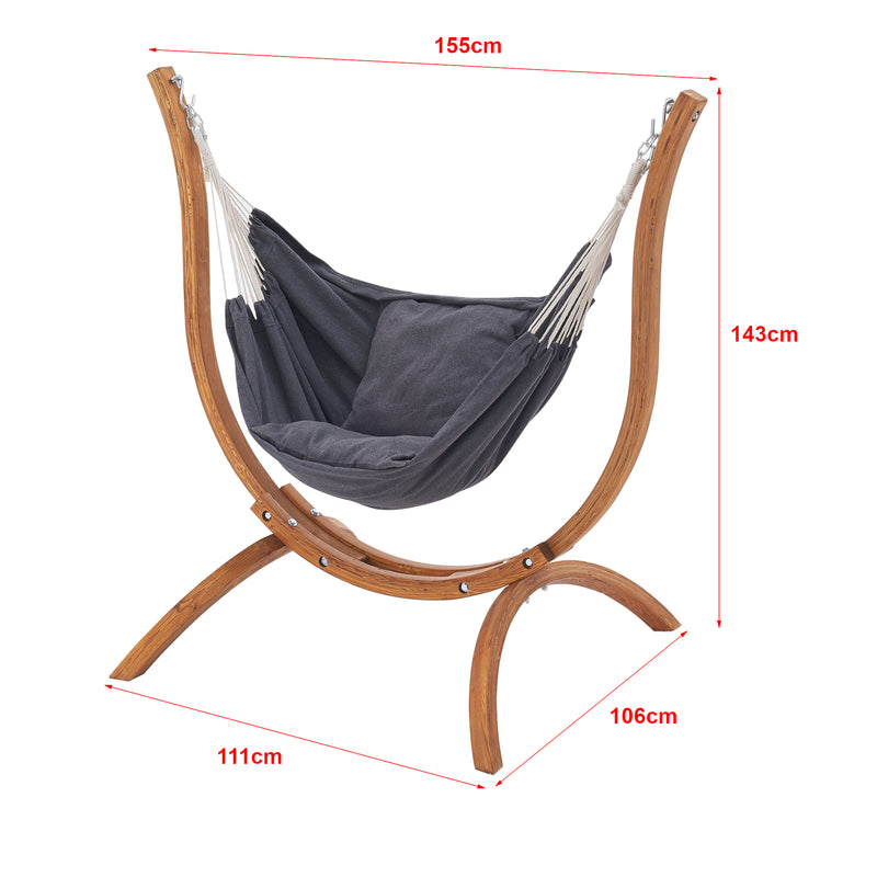 Maßskizze Hängesessel Grevena 155x106x143cm Dunkelgrau [en.casa]