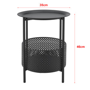 Beistelltisch Kruibeke 46x35cm mit Korb Schwarz [en.casa]