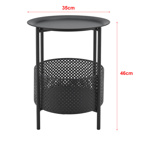 Beistelltisch Kruibeke 46x35cm mit Korb Schwarz [en.casa]