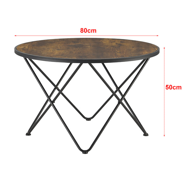 Couchtisch Goskamark 80x50 cm Stahlgestell Dunkler Holzton [en.casa]