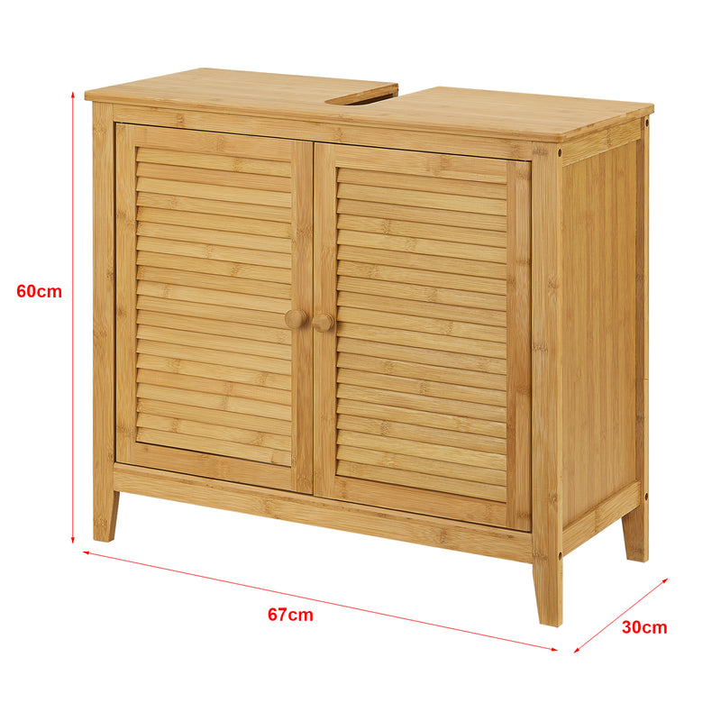Maßskizze Bambus Waschbeckenunterschrank Värmdö 60x67x30cm [en.casa]