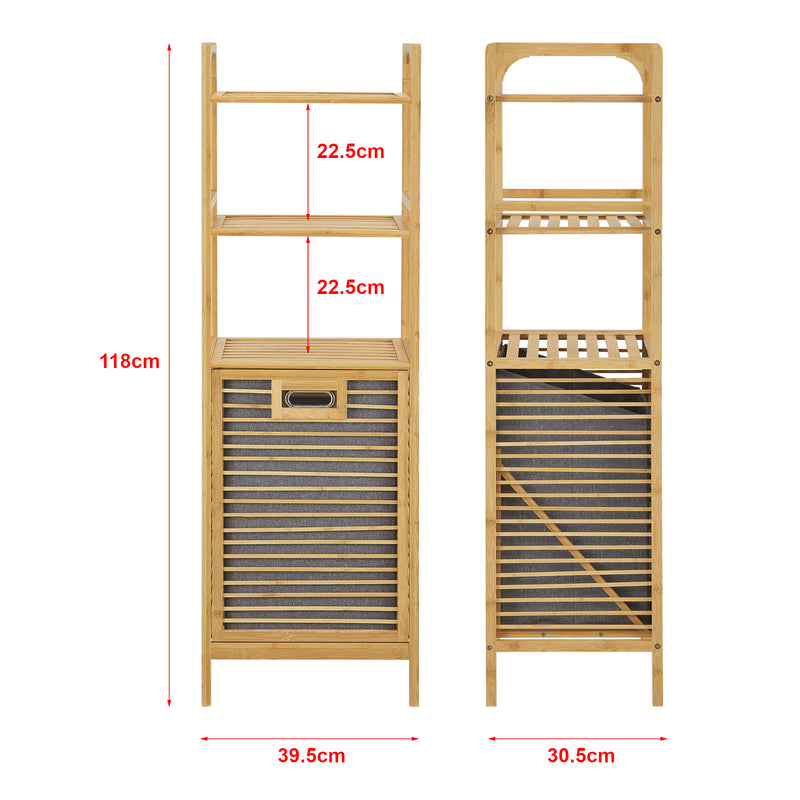 Maßskizze Bambus Wäscheregal Tidaholm 118x39,5x30,5cm [en.casa]
