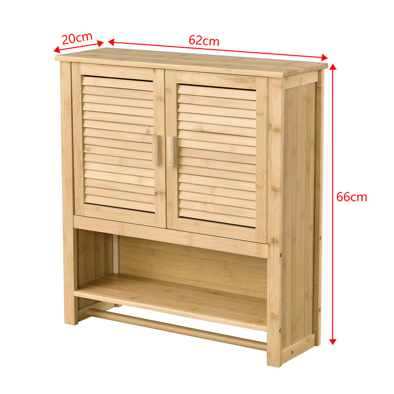 Maßskizze Badezimmerschrank Tyresö Hängeschrank Bambus 66 x 62 x 20 cm [en.casa]