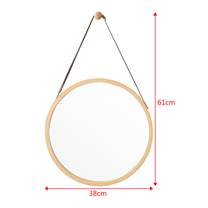 Maßskizze Bambus Wandspiegel Bykle rund 38 cm [en.casa]