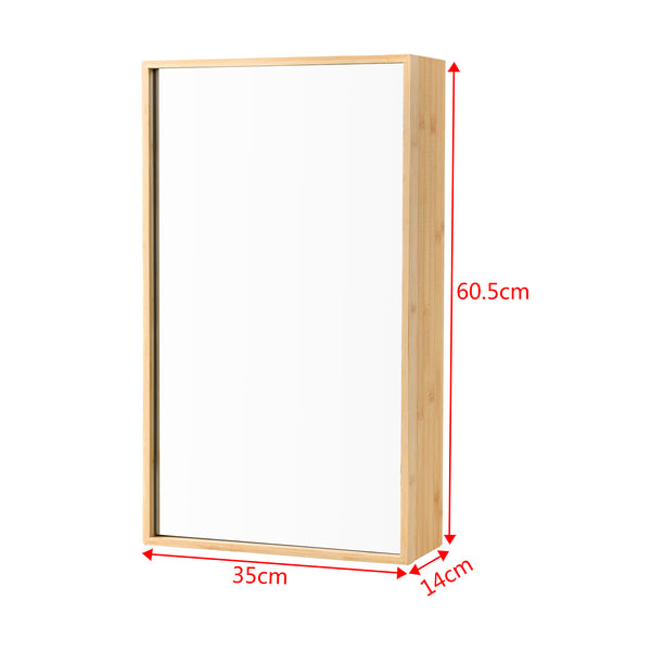 Spiegelschrank Ikorfat 60,5 x 35 x 14 cm Bambus Natur [en.casa]