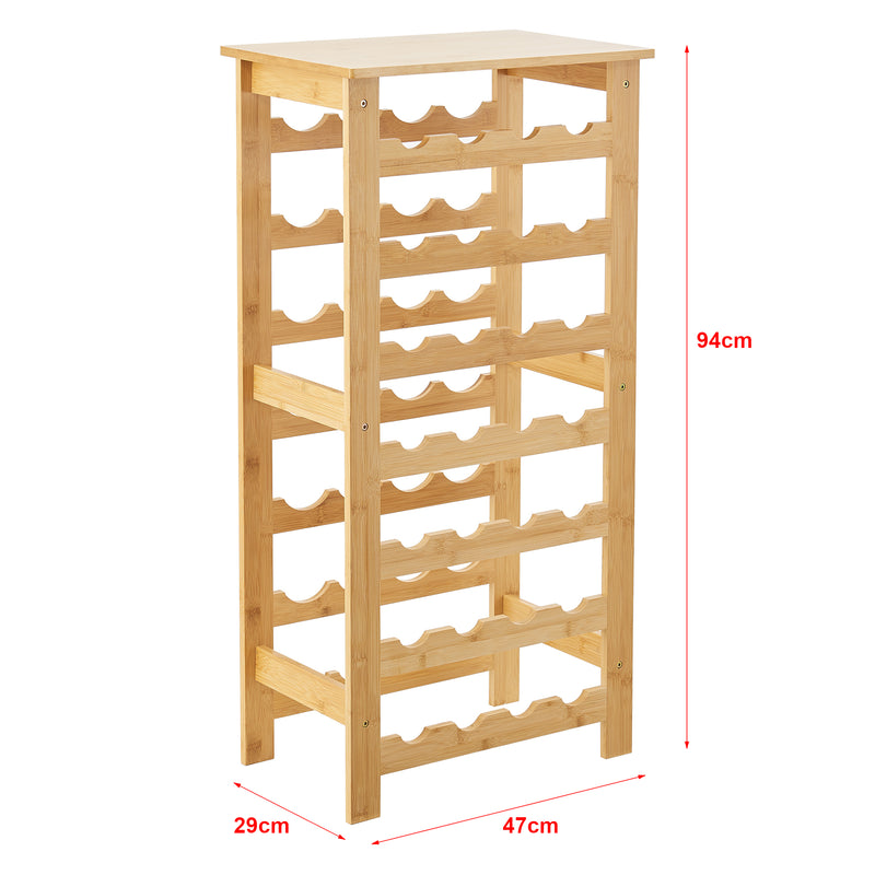 Maßskizze Weinregal Äänekoski 94x47x29 cm Bambus Natur [en.casa]