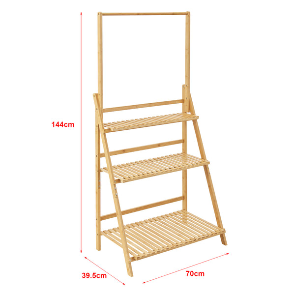 Pflanzenleiter Brändö 3-Ebenen 144 x 70 x 39,5 cm Bambus  [en.casa]