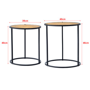 Satztisch Moriusaq im 2er Set rund Holz-Optik [en.casa]