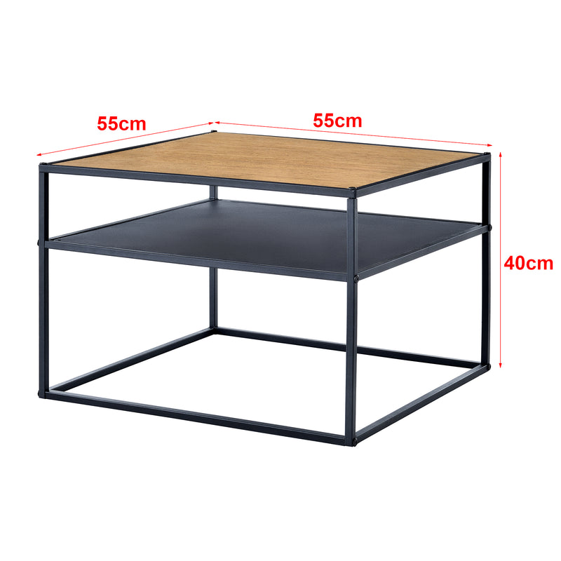 Maßskizze Beistelltisch Quinisut 40 x 55 x 55 cm Holz-Optik/Schwarz [en.casa]