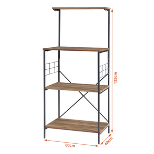 Standregal Billund mit 4 Ablageflächen 133 x 60 x 42 cm Schwarz / Walnuss-Optik [en.casa]