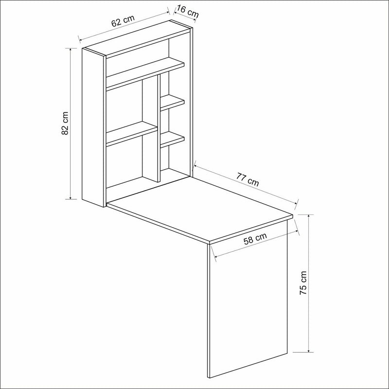 Maßskizze Ausklappbarer Tisch Greve Weiß / Walnussoptik [en.casa]
