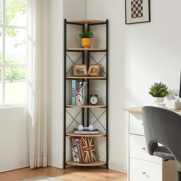 Pflanzregal Ulfborg 6 Ablagen 160x30x30 cm Schwarz/Eicheoptik [en.casa]