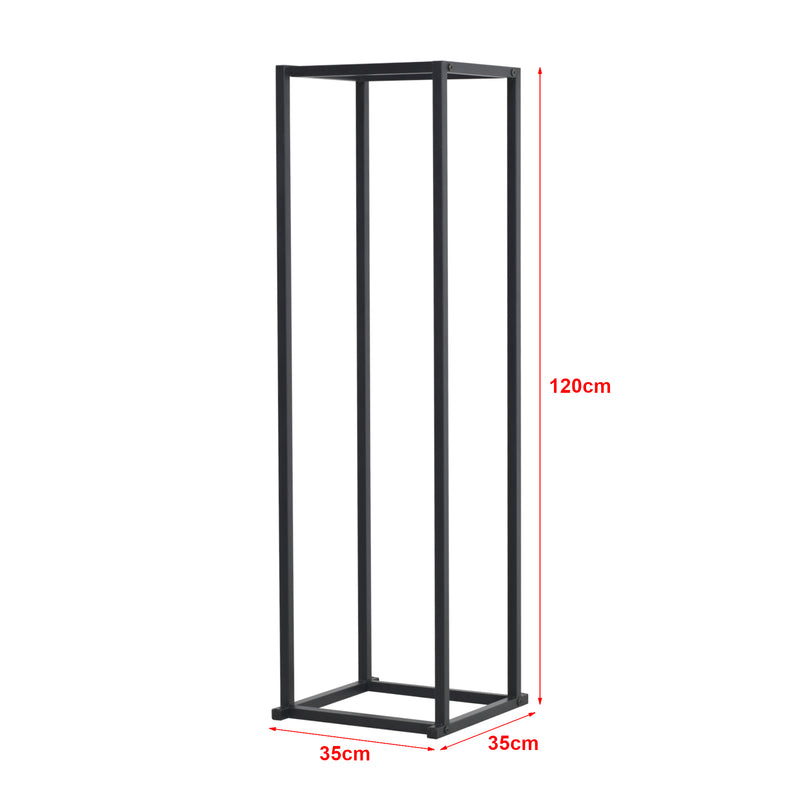 Maßskizze Kaminholzregal Tibro Stahl 35x35x120 cm Schwarz [en.casa]