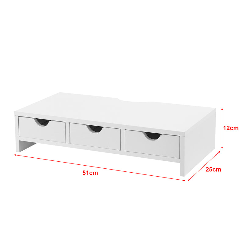 Maßskizze Monitorständer Ruovesi 12x51x25cm Weiß [en.casa]