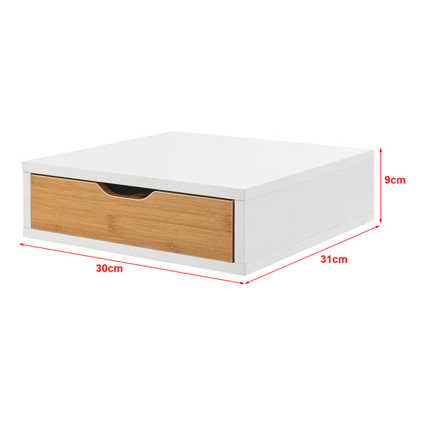 Schubladenbox Vieremä 9x30x31cm Weiß/Bambusoptik [en.casa]