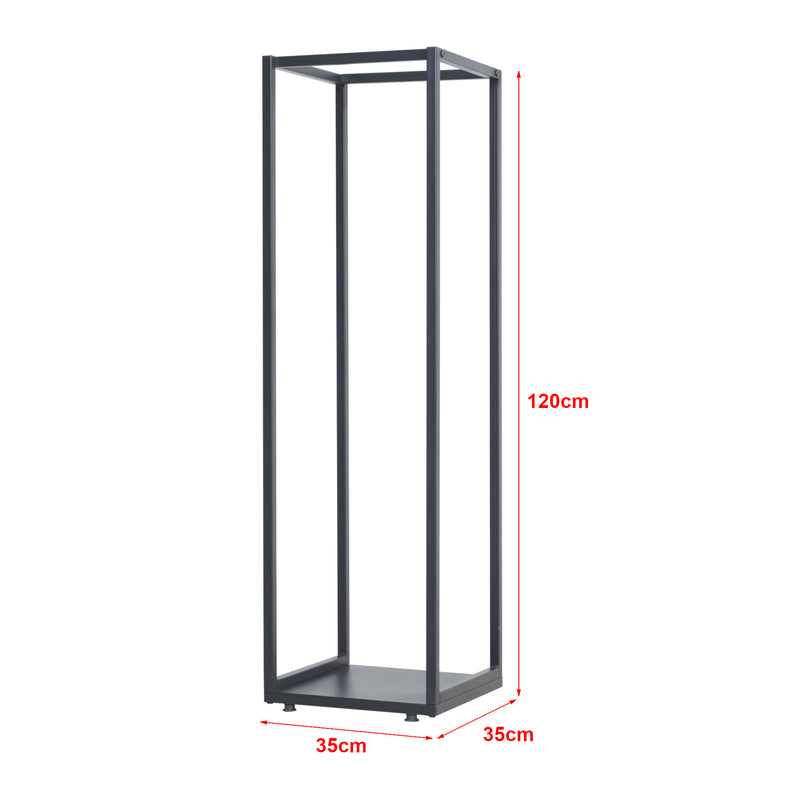 Maßskizze Kaminholzregal Tornved Stahl 35x35x120 cm Schwarz [en.casa]