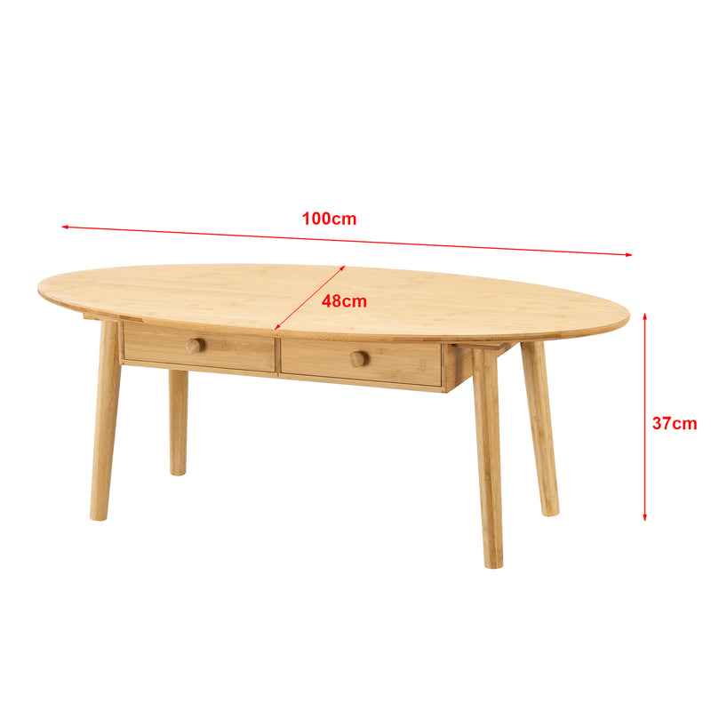 Maßskizze Couchtisch Harboøre Bambus Natur [en.casa]