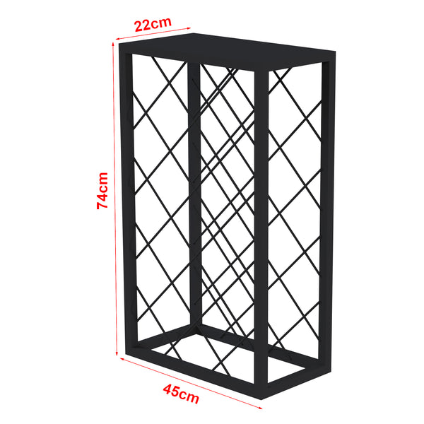 Weinregal Amasia aus Metall 74x45x22 cm Schwarz [en.casa]