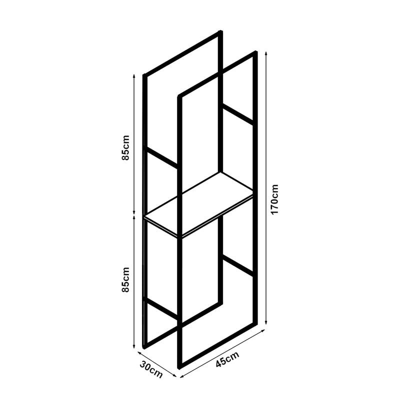 Maßskizze Kaminholzregal Ulvila mit Ablage 45x30x170cm [en.casa]