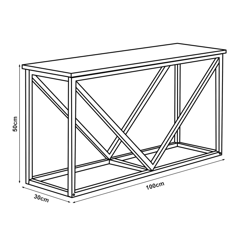 Maßskizze Kaminholzregal Vaasa mit Sitzfläche 100x30x50cm [en.casa]