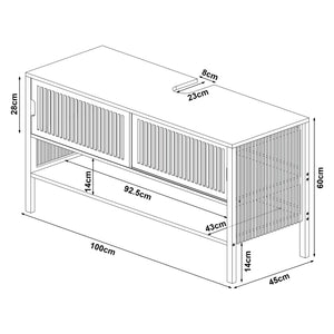Waschbeckenunterschrank Hvaler 60x100x45cm Bambus [en.casa]