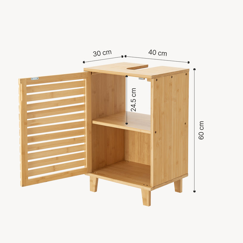 Maßskizze Waschbeckenunterschrank Iveland 60x40x30cm Bambus [en.casa]