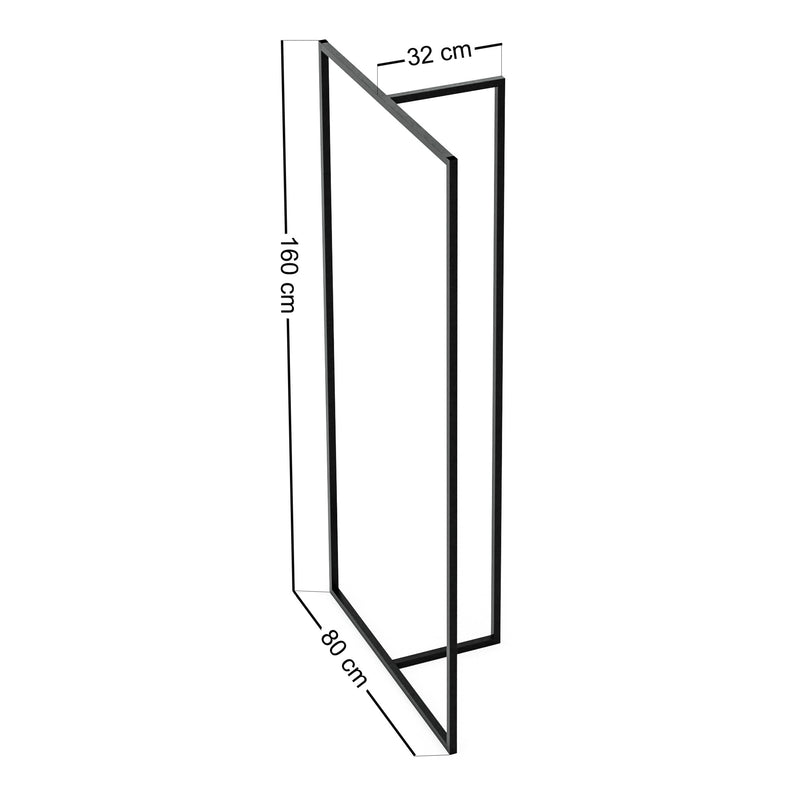 Maßskizze Garderobenständer Hurdal 160x80x32cm Schwarz [en.casa]