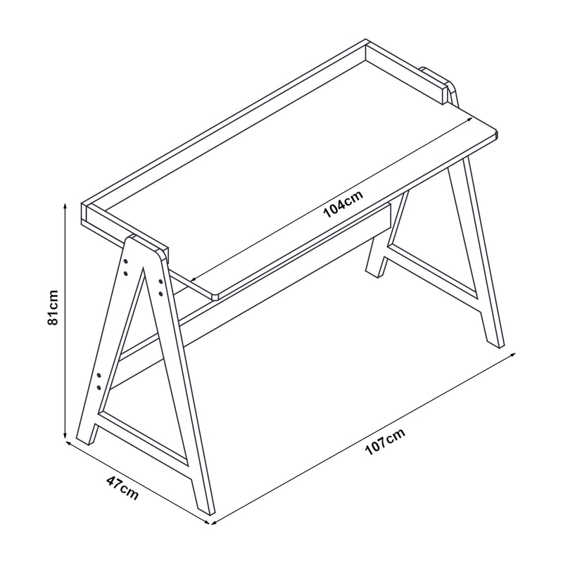 Maßskizze Schreibtisch Härryda Bambus 107x47x81 cm Natur [en.casa]