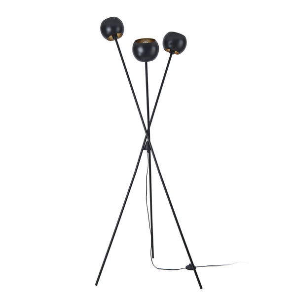 Stehlampe Nykvarn 3-flammig Schwarz / Goldfarben [lux.pro]