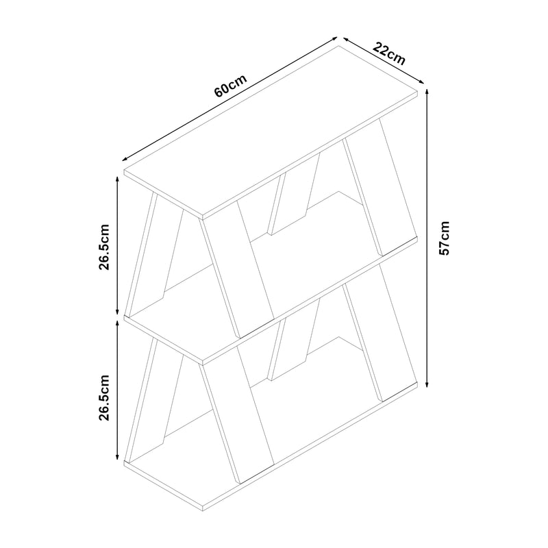 Maßskizze Beistelltisch Nome 60x22x57cm Eicheoptik [en.casa]